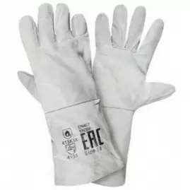 Краги спилковые пятипалые серые