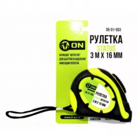 Рулетка STATUS 3м х 16мм, автостоп