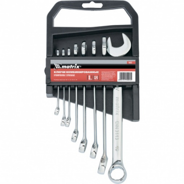 Набор ключей комбинированных 6-19мм CrV зерк.хром. 8шт Matrix. Фото 1