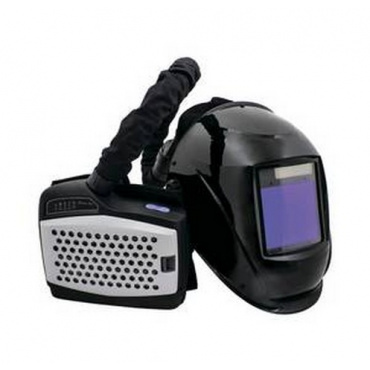 Маска сварщика КЕДР К-704Т с ТУРБОБЛОКОМ, черная. Фото 1