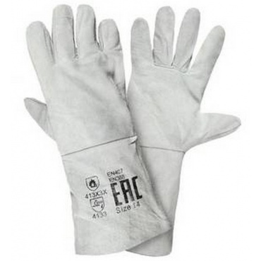 Краги спилковые пятипалые серые. Фото 1