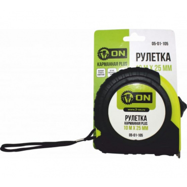 Рулетка PLUS 10 м х 25мм, обрезиненный корпус. Фото 1