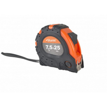 Рулетка Sturm 3100103 (7,5м х 25 мм/2ой зацеп/обрез. корп.). Фото 1