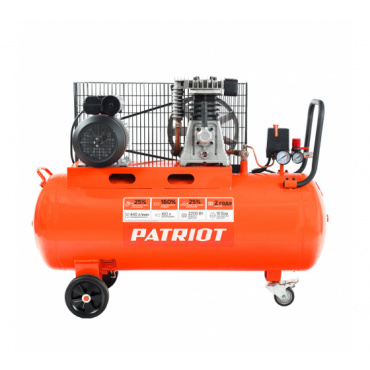 Компрессор возд.100 PATRIOT PTR 100-440l ременной 2х порш.(2200 Вт/100 л/10 бар/440л\мин). Фото 1