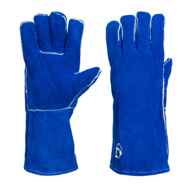 Краги спилковые пятипалые синие. Фото 1