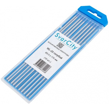 Электроды вольфрам SvarCity WL-20 голубой 3,0 мм (10 шт в уп.). Фото 1