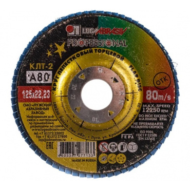 Круг лепестковый торцевой КЛТ-2 125х22 проф А 80 Луга. Фото 1