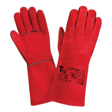 Краги 2Hands Т12, спилок КРС/хлопок, лен. Фото 1