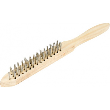 Щетка 3-рядная металлическая с дер. ручкой. Фото 1