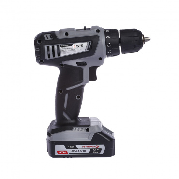 Дрель акк.ИНТЕРСКОЛ ДА-18ЭР 18V ( Li-ion 18V,2 акб.,2,0Ач) АПИ. Фото 1